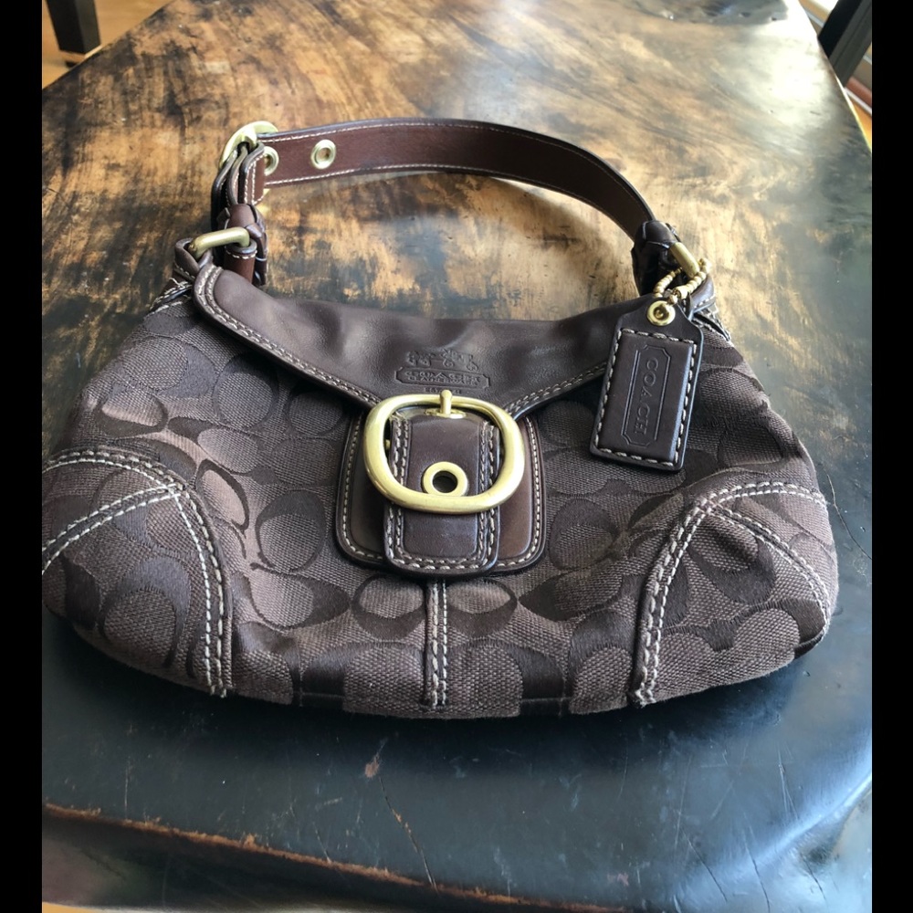 Coach brown small signature satchel bag